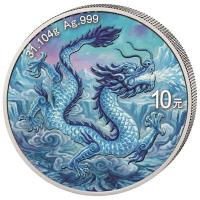 China - 2x10 Yuan Drache (Dragon) Fire & Ice Set 2026 - 2x1 Oz Silber Color