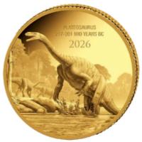 Kongo - 100 Francs Prähistorisches Leben II. Plateosaurus (7.) - 0,5g Gold PP