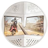 Cook Island - 5 CID Ritterspiele: Lanzenstechen (Jousting) 2026 - 1 Oz Silber PP Color