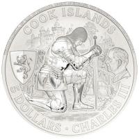 Cook Island 5 CID Ritterspiele: Lanzenstechen (Jousting) 2026 1 Oz Silber PP Color Rückseite