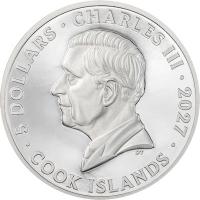 Cook Island 5 CID Born for Speed: Segelfisch 2027 1 Oz Silber PP Color Rückseite