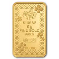 Goldbarren PAMP Glücksbringer: Vierblättriges Kleeblatt 5g Gold Rückseite