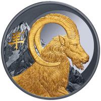 Niue - 1 NZD Lunar Serie: Ziege 2027 - 1 Oz Silber Black Proof Gilded