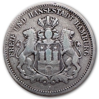 Deutsches Kaiserreich - 2 Mark Hamburg - 10g Silber