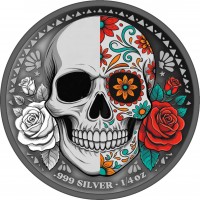 Kamerun - 500 Francs Sugar Skulls Rose & Bone 2026 - 1/4 Oz Silber Blister
