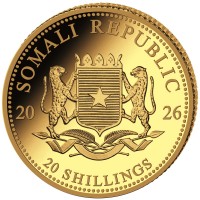 Somalia 20 Shillings Leopard 2026 0,5g Gold Rückseite