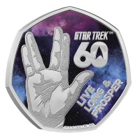 Großbritannien - 0,50 GBP Star Trek(TM) 60. Jahrestag Lebe lang und in Frieden (Live Long and Prosper) 2026 - Silber PP Color