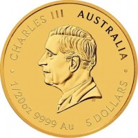 Australien 5 AUD Lunar III Ziege 2027 1/20 Oz Gold Rückseite