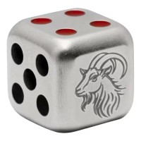 Fiji - 1 Dollar Würfel (Dice) Lunar Ziege 2027 - 1 Oz Silber Antik Finish Color