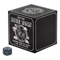 Fiji - 1 Dollar Würfel (Dice) Lunar Ziege 2027 - 1 Oz Silber Black Antik Finish Color