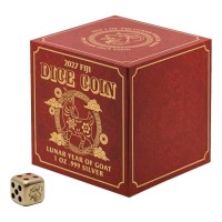 Fiji - 1 Dollar Würfel (Dice) Lunar Ziege 2027 - 1 Oz Silber Gilded Color