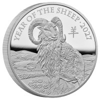 Großbritannien 10 GBP Lunar Jahr des Schafs 2027 5 Oz Silber PP