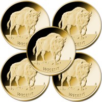 Deutschland 5*20 Euro SATZ Rückkehr der Wildtiere (5.) Wisent 5*1/8 Oz Gold