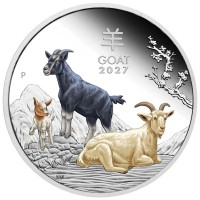 Australien - 1 AUD Lunar III Ziege 2027 - 1 Oz Silber PP Color