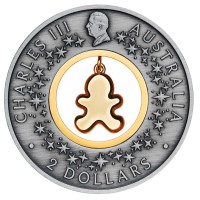 Australien 2 AUD Gingerbread Christmas 2026 2 Oz Silber Antik Finish Color Rückseite