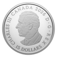 Kanada 15 CAD Clan Tiere: Otter 2026 3/4 Oz Silber PP Color Rückseite