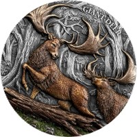 Liberia - 25 Dollar Megafauna: Riesenhirsch (Giant Deer) 2026 - 2 Oz Silber Antik Finish Ultra High Relief