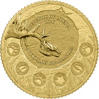 Liberia 100 Dollar Megafauna: Riesenhirsch (Giant Deer) 2026 1/10 Oz Gold Rückseite