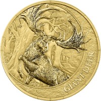 Liberia - 500 Dollar Megafauna: Riesenhirsch (Giant Deer) 2026 - 1 Oz Gold