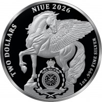 Niue 2 NZD Winged Liberty 2026 1 Oz Silber Gilded Rückseite