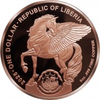 Liberia 1 Dollar Winged Liberty 2026 5 Oz Kupfer Rückseite