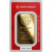 Goldbarren - Argor-Heraeus Lunar Jahr der Ziege 2027 - 50g Gold