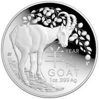 Australien - 5 AUD RAM Lunar Jahr der Ziege 2027 - 1 Oz Silber PP Gewölbt