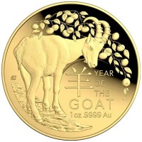 Australien 100 AUD RAM Lunar Ziege 2027 1 Oz Gold (PP, Gewölbt)