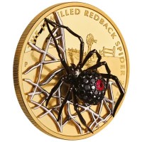 Australien 200 AUD Jewelled Red Back Spider 3D 2026 2 Oz Gold (PP, Rubin, Diamanten) Rückseite