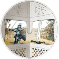 Cook Islands - 5 CID Ritterspiele: Schwertkampf (Sword Fighting) 2027 - 1 Oz Silber (PP, Color)