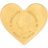 Cook Islands 5 CID Golden Highlights: Herz mit Sonne 2026 0,5g Gold Rückseite