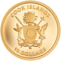 Cook Island 10 CID Vierblättriges Kleeblatt 2027 1g Gold (PP) Rückseite