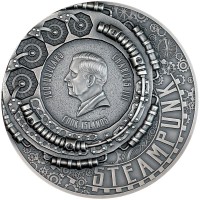 Cook Island 100 CID Steampunk: Luftfahrt (Aviation) 2027 1 KG Silber (Antik Finish, Ultra High Relief, Gilded) Rückseite