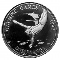Tonga - 1 Pa´anga Olympiade Barcelona 1992: Turmspringen 1991 - Silber PP
