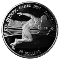 Cook Island - 10 NZD Olympiade Barcelona 1992: Sprinter 1990 - Silber