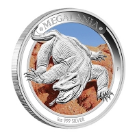 Australien - 1 AUD Megafauna Megalania - 1 Oz Silber PP Color