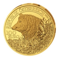 Österreich 100 EUR Wildtiere Das Wildschwein 2014 1/2 Oz Gold Rückseite