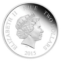 Niue - 2 NZD Disney Cinderella 2015 - 1 Oz Silber