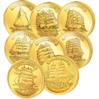 Nord-Korea - 80 WON Deutsche Segelschiffe 2008 - 8*1g Gold Komplettset