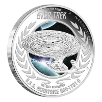 Tuvalu - 1 TVD Star Trek U.S.S. Enterprise NCC-1701-D - 1 Oz Silber