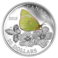 Kanada - 20 CAD Schmetterling Giant Sulphur 2015 - 1 Oz Silber