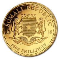 Somalia 1000 Shillings Elefant 2016 1 Oz Gold Rückseite