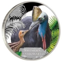 Tuvalu - 1 TVD Endangered Southern Cassowary 2016 - 1 Oz Silber
