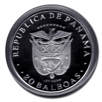 Panama - 20 Balboas Vasco Nunez 1977 - 4,25 Oz Silber PP
