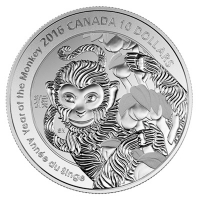 Kanada - 10 CAD Lunar Affe 2016 - 1/2 Oz Silber