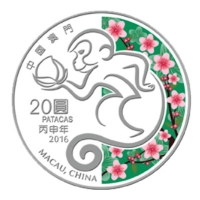 Macau - Lunar Affe 2016 - 1 Oz Silber PP
