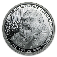 Kongo - 5000 Francs Gorilla 2015 - 1 Oz Silber Prooflike