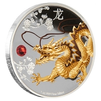 Niue - 2 NZD Feng Shui Drache 2015 - 1 Oz Silber PP Color