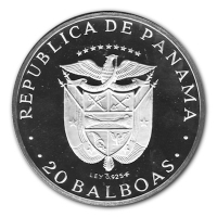 Panama - 20 Balboas Simon Bolivar 1974 - Silbermnze PP