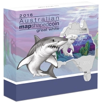 Australien - 1 AUD Map Shaped Serie Great White Shark - 1 Oz Silber PP Color